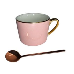 H&M Home Porcelain Cup & Spoon Set Rose Gold  Pink Home Decor Dining Kitchen